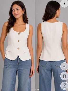 a new day White Button-Front Tailored Camisole Vest